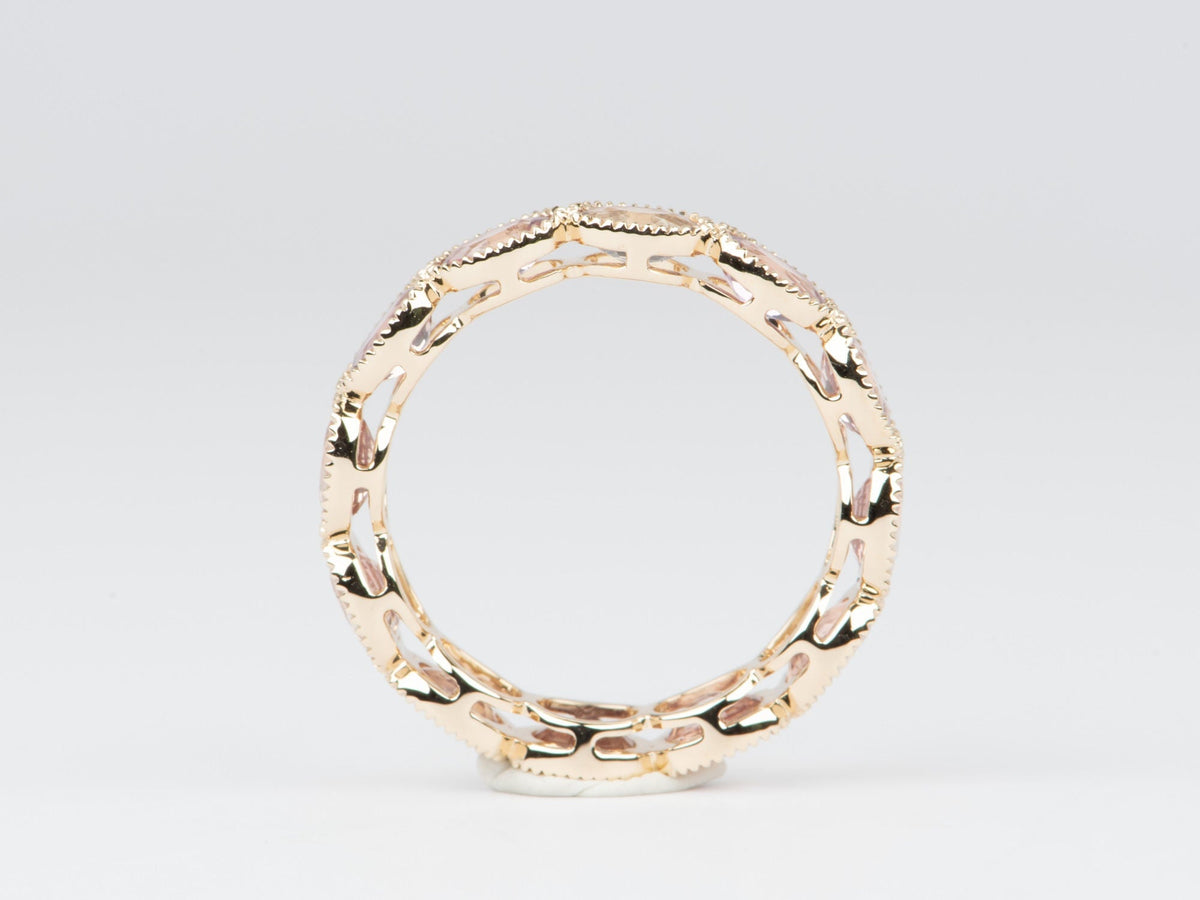Peach Pink Natural Padparadscha Sapphire Full Eternity Wedding Band 14K Gold R5088 Aurora Designer