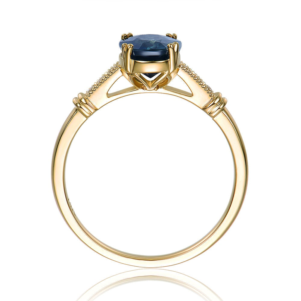 1.82ct Teal Sapphire Vintage Inspired Engagement Ring 14K Gold R6660 Aurora Designer