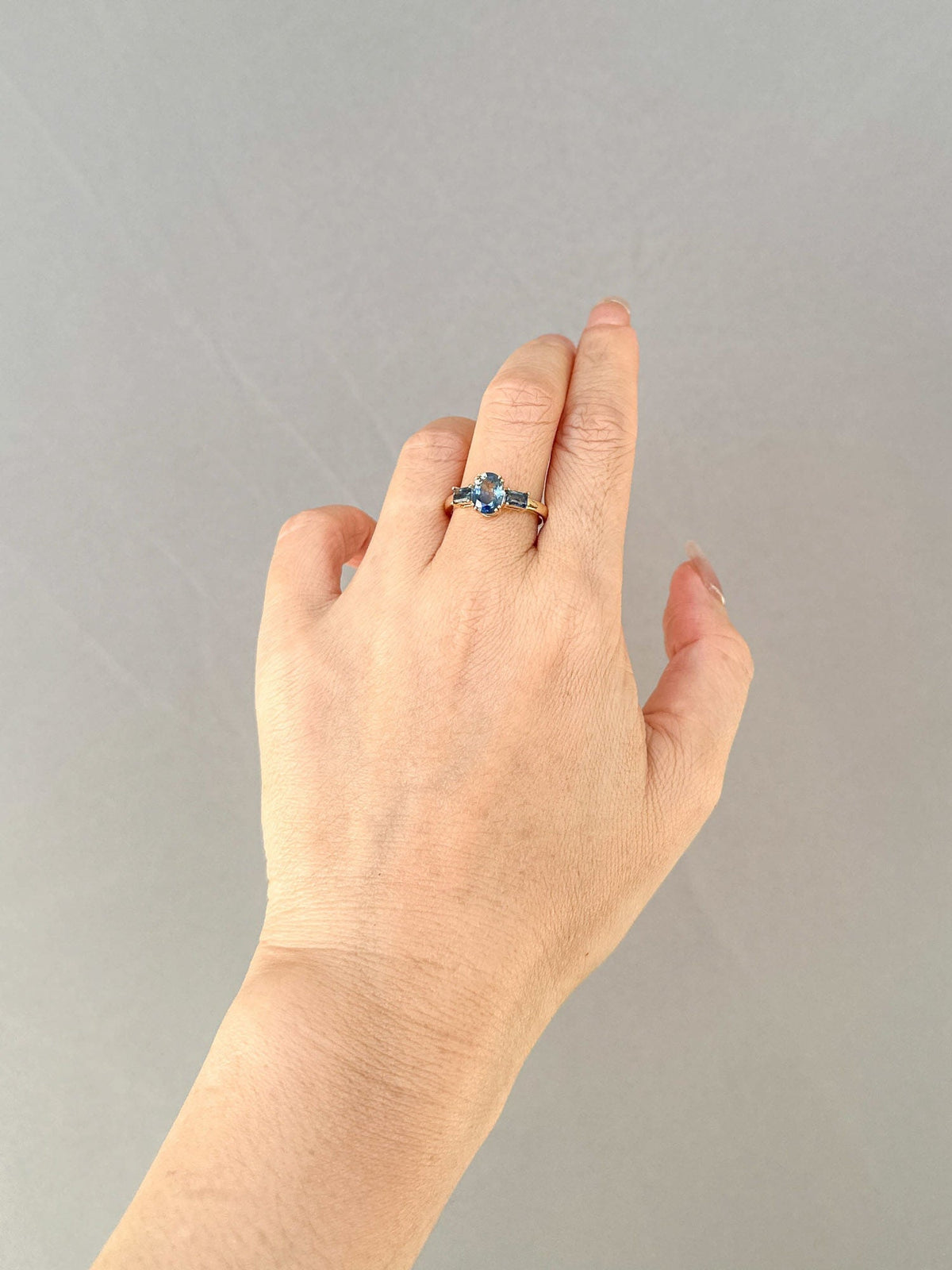 2.25ctw Bi-Color Sapphire Three-Stone Engagement Ring 14K Gold R6661 Aurora Designer