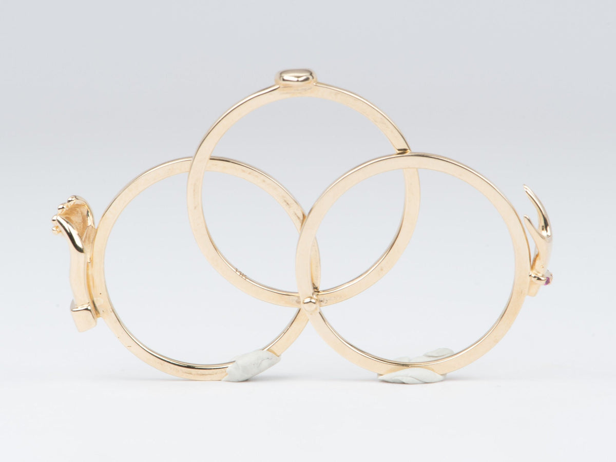 Fede Gimmel Ring 14K Gold with Diamond and Ruby Hands Clasped with Hidden Heart M6008 Aurora Designer