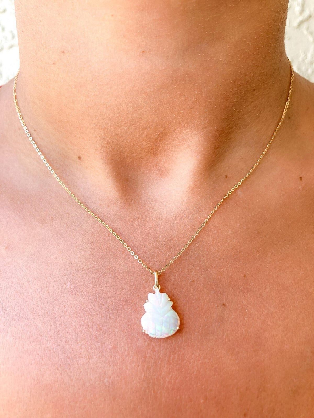 Ethiopian Opal Pineapple Carving Pendant Charm 9K Gold R4077 Aurora Designer