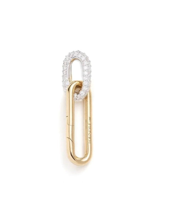 Custom Listing for Danielle*** Solid 18K Gold Long Oval Push Gate Link with Diamond Pave Link Aurora Designer