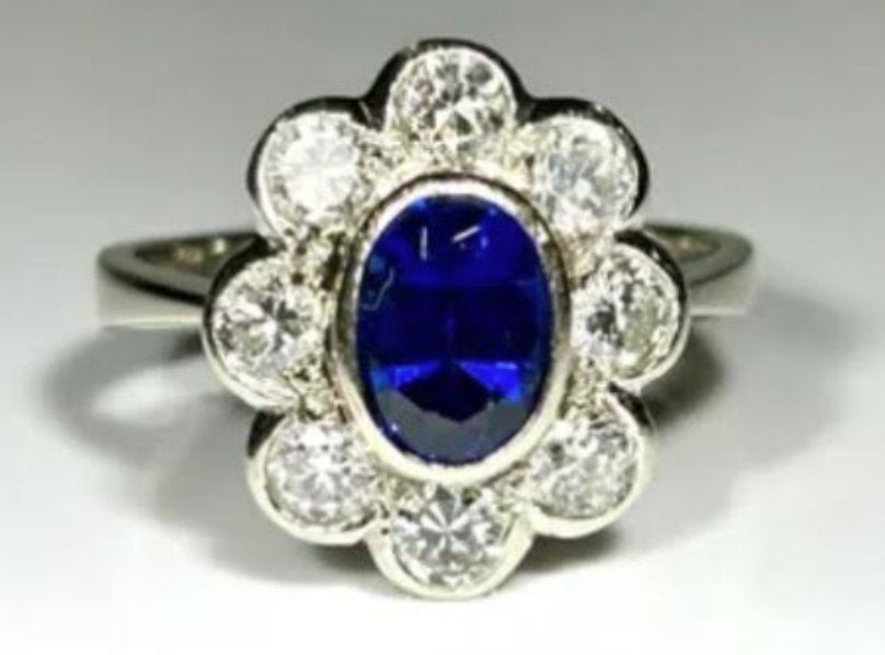 Custom Listing for Kelly*** Custom Sapphire with Diamond Halo 14K Gold Ring Aurora Designer