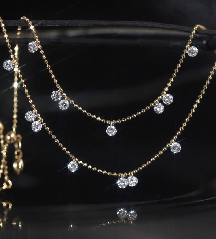 0.42ctw Drilled Lab Diamond Dangle Bracelet 18K Gold Adjustable R2133 Aurora Designer