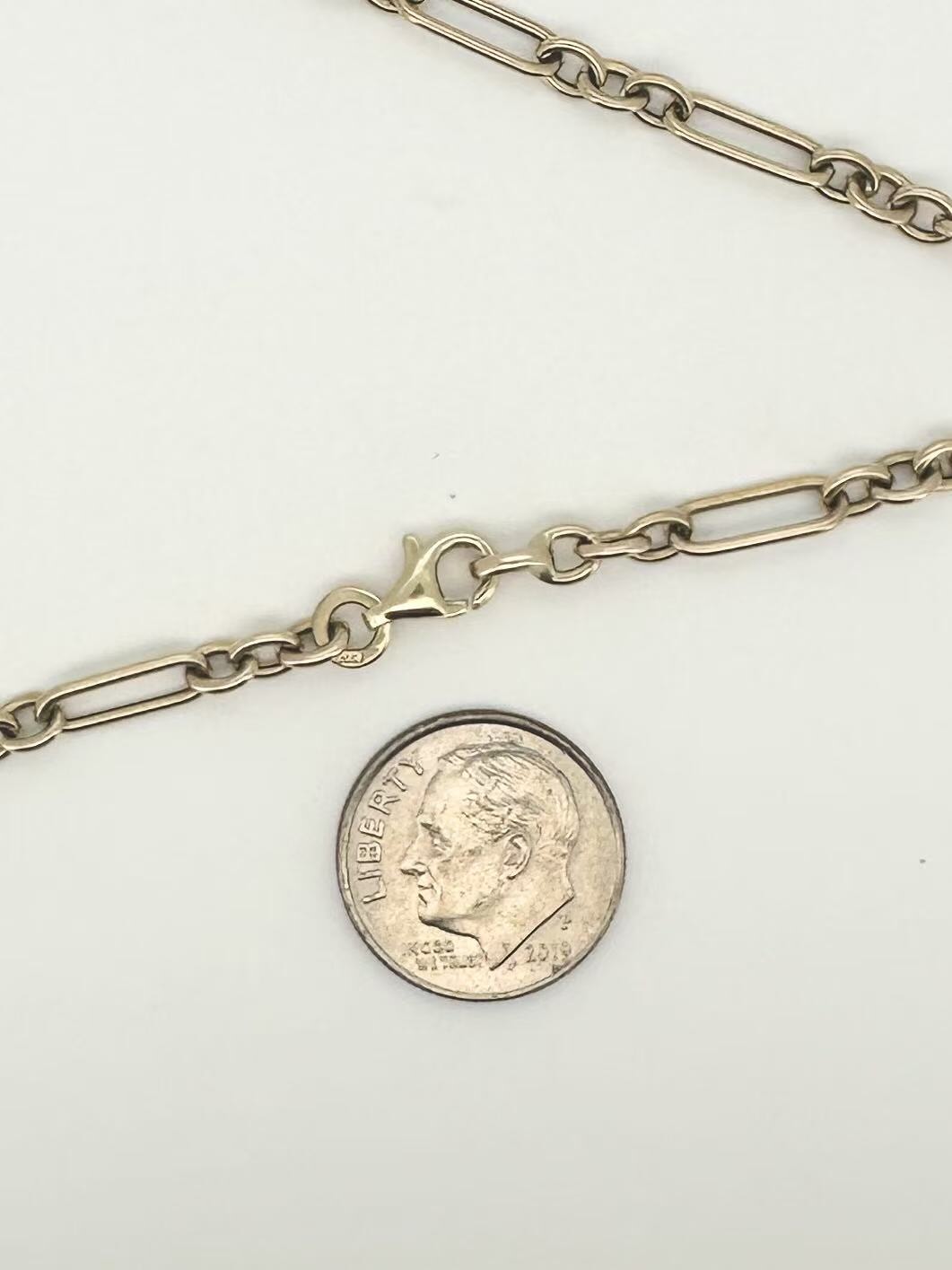 14K Gold Mini Trombone Link Chain Necklace 16" R4693 Aurora Designer