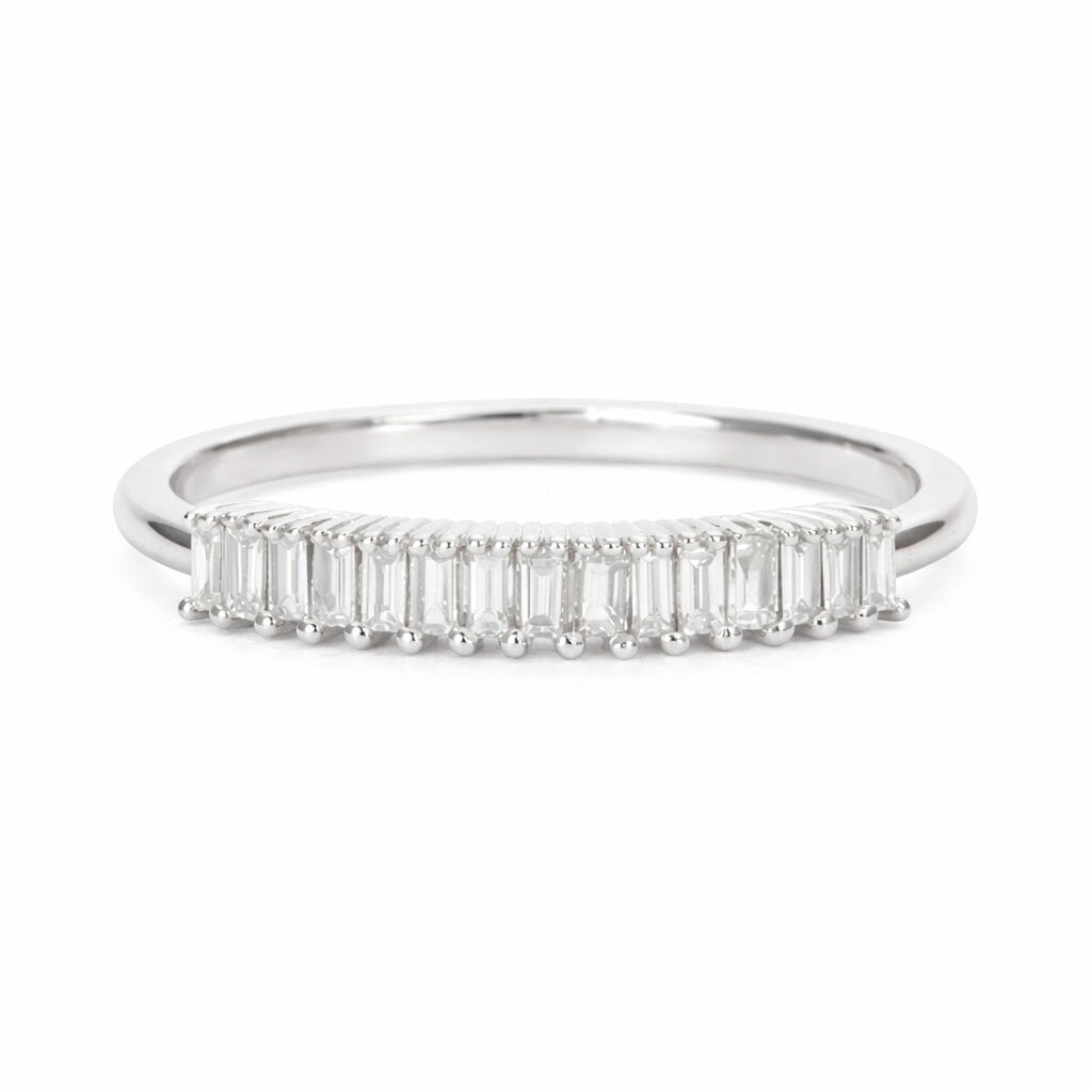 Baguette Diamond 14K White Gold Wedding Band AD1107 Closeout