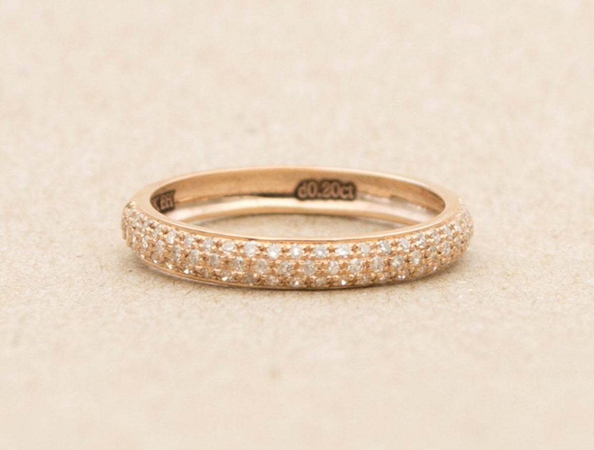 Triple-Row Diamond Pave Wedding Band 18K Gold AD1164 Aurora Designer