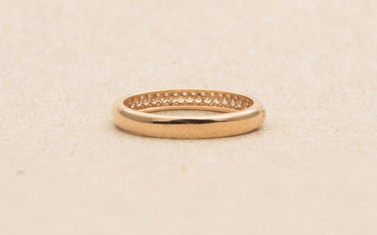 Triple-Row Diamond Pave Wedding Band 18K Gold AD1164 Aurora Designer