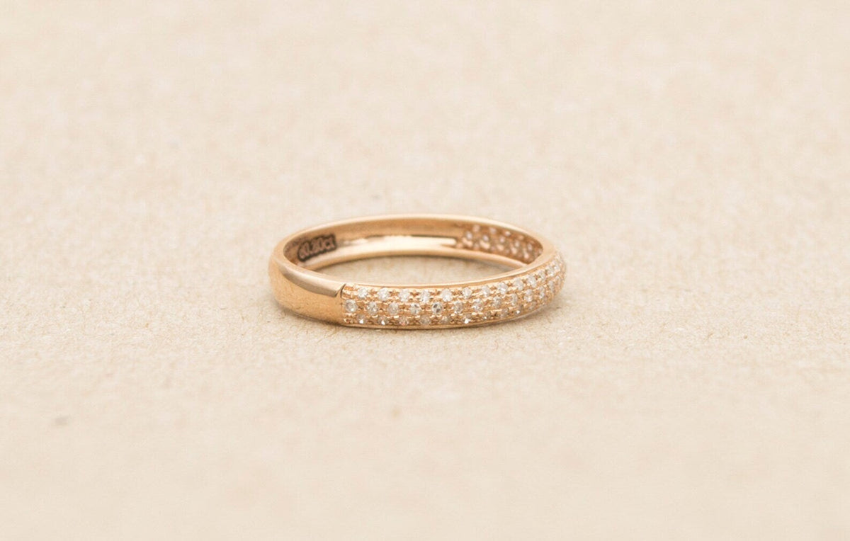 Triple-Row Diamond Pave Wedding Band 18K Gold AD1164 Aurora Designer