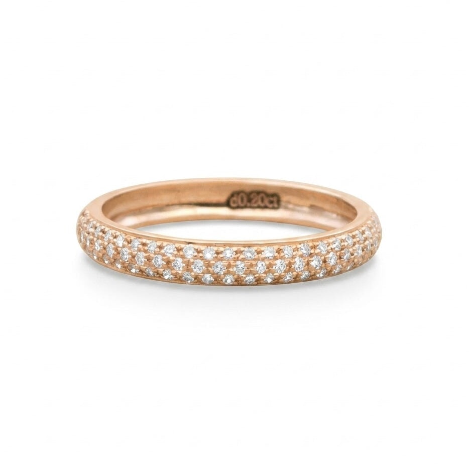 18K Rose Gold Triple Row Diamond Ring