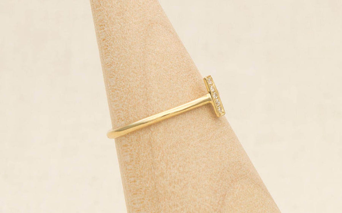 Dainty Diamond Bar Ring 14K Gold AD1216 Aurora Designer