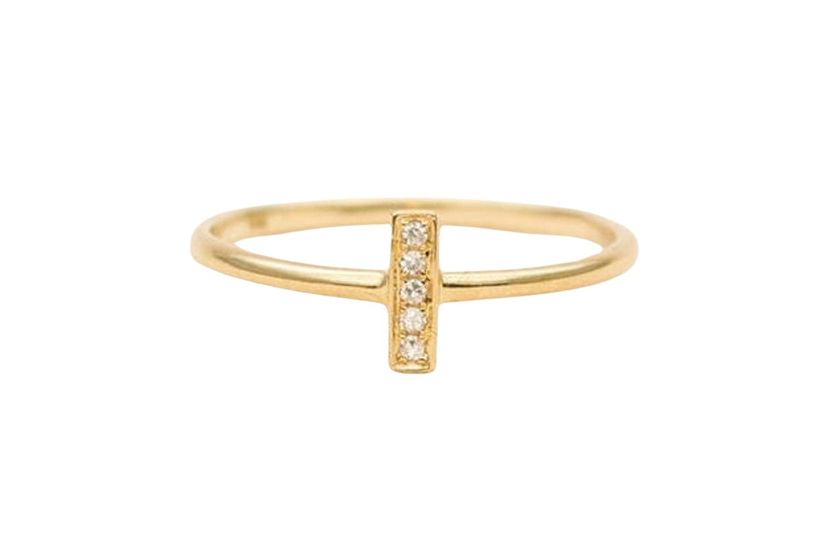 Dainty Diamond Bar Ring 14K Gold AD1216 Aurora Designer
