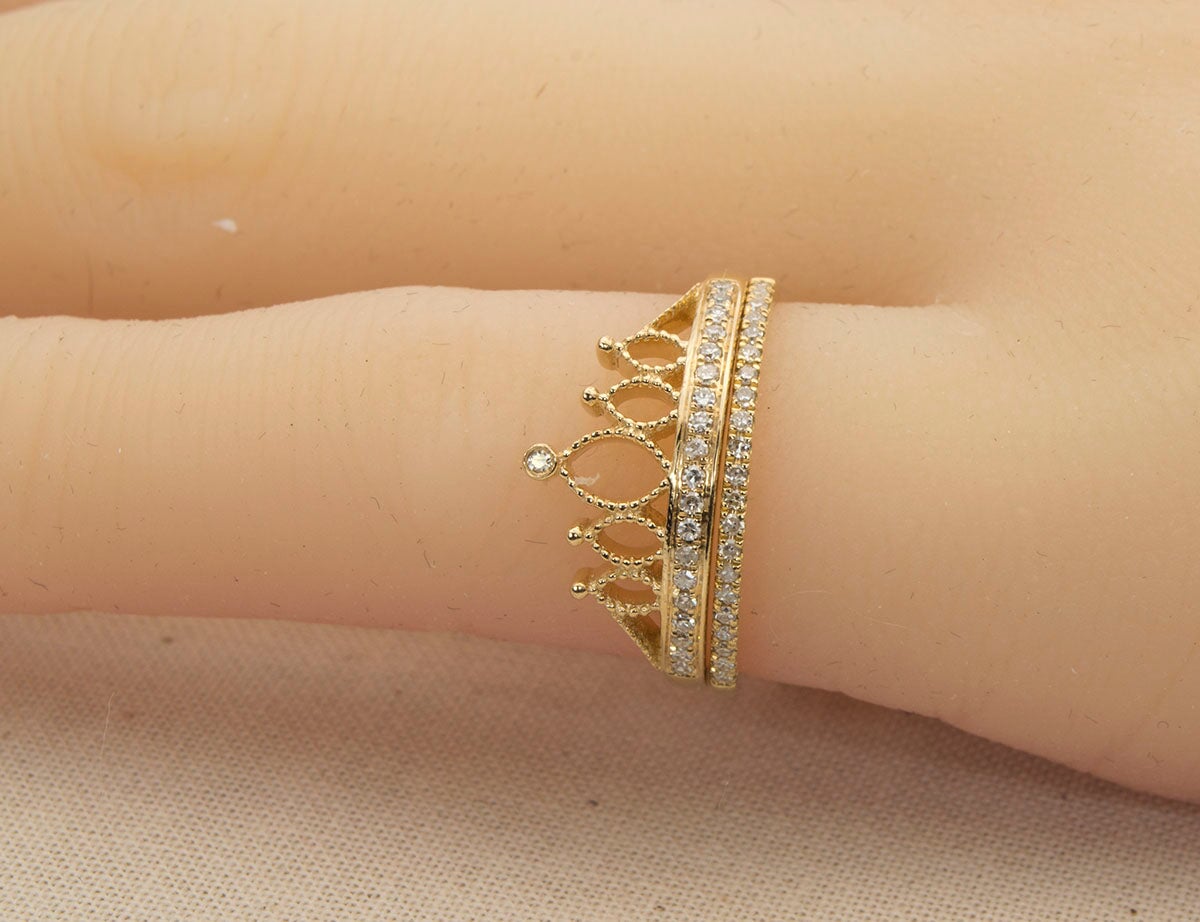 Diamond Crown Ring 18K Gold AD1225 Aurora Designer
