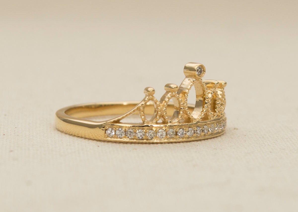 Diamond Crown Ring 18K Gold AD1225 Aurora Designer