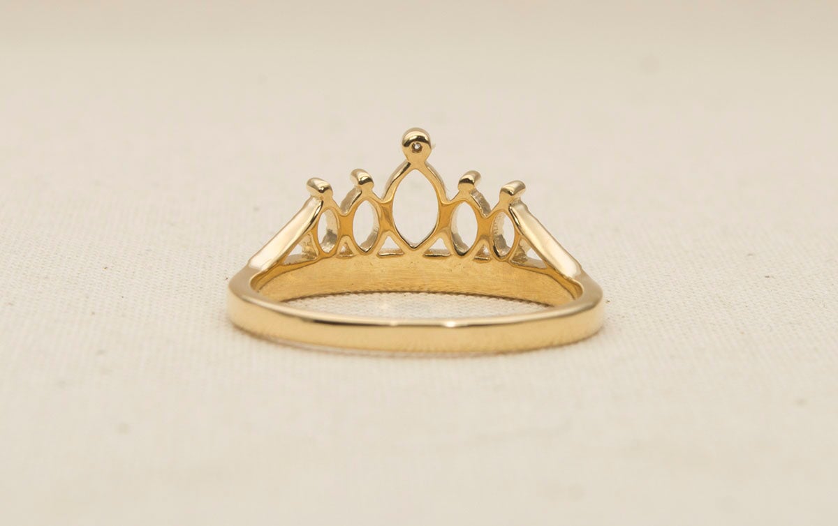 Diamond Crown Ring 18K Gold AD1225 Aurora Designer