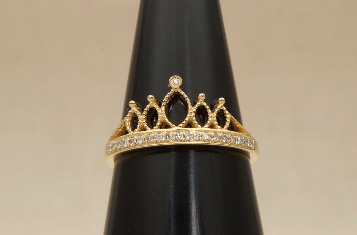 Diamond Crown Ring 18K Gold AD1225 Aurora Designer