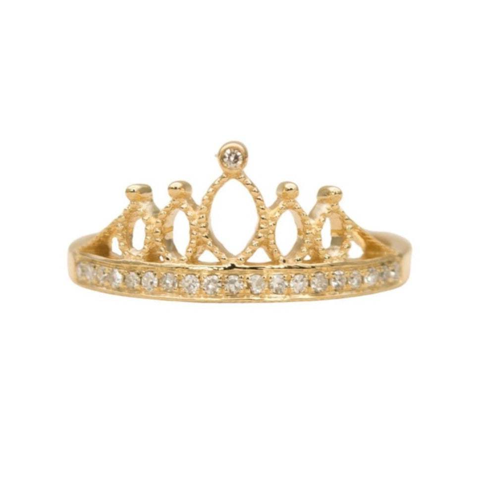 Diamond Crown Ring 18K Gold AD1225 Aurora Designer