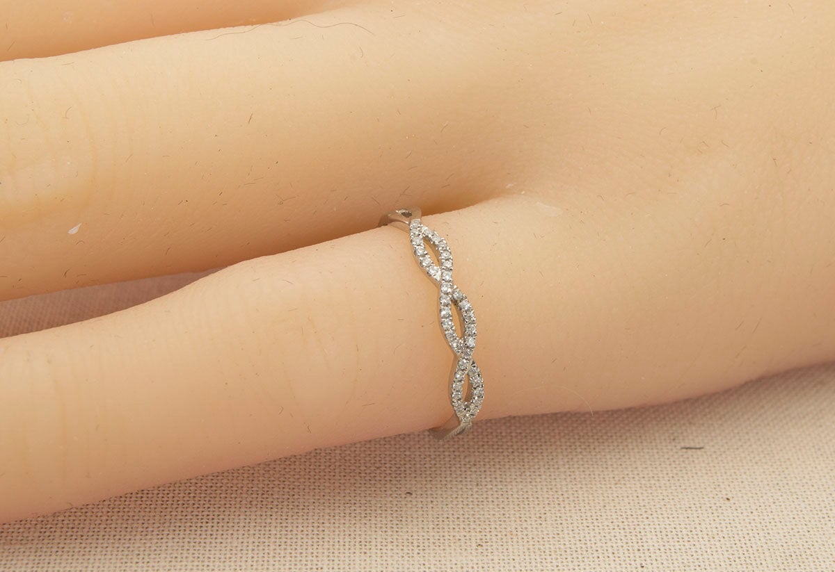 Infinity Twist Diamond Wedding Band 18K White Gold AD1226 Aurora Designer