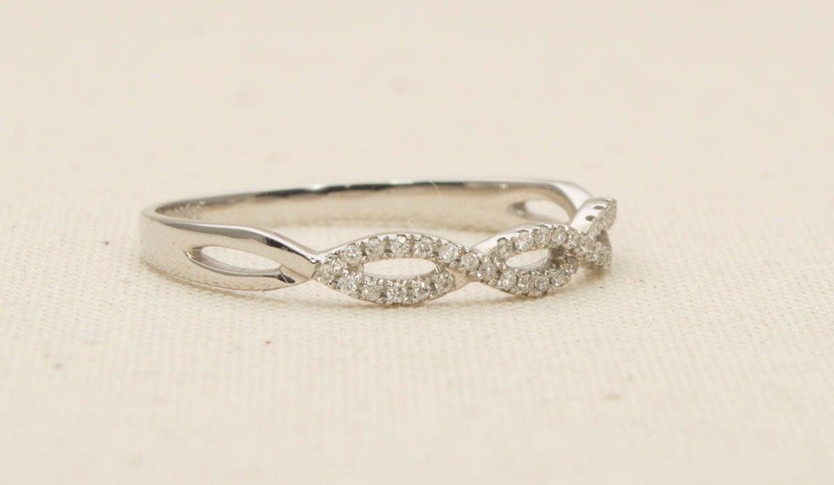 Infinity Twist Diamond Wedding Band 18K White Gold AD1226 Aurora Designer