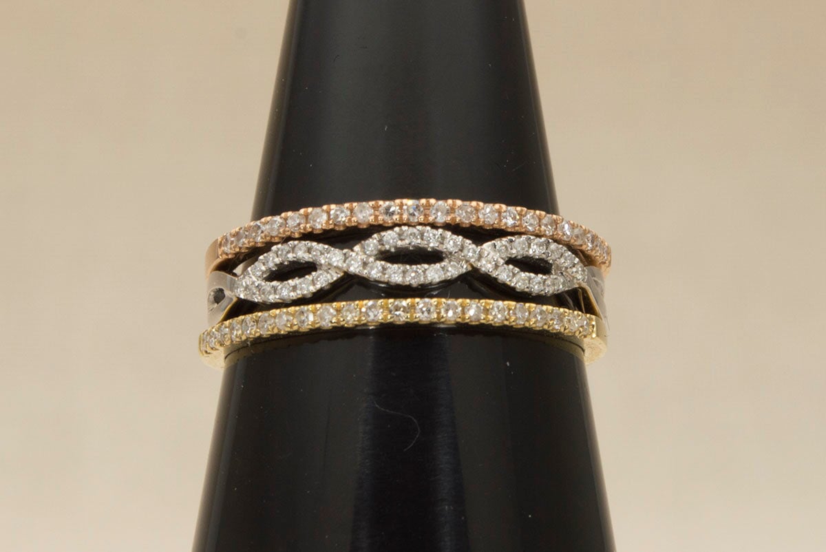Infinity Twist Diamond Wedding Band 18K White Gold AD1226 Aurora Designer