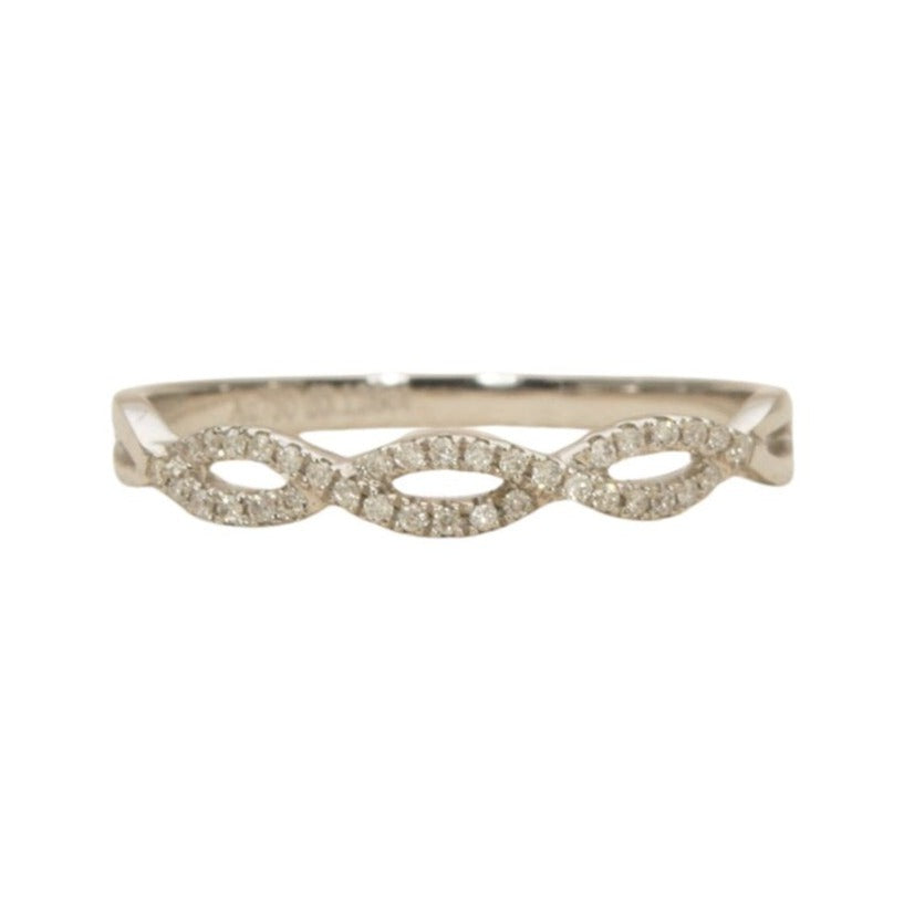 Infinity Twist Diamond Wedding Band 18K White Gold AD1226 Aurora Designer
