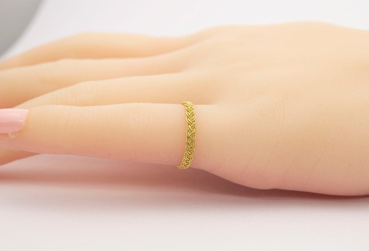 18K Gold Handmade Woven Wedding Band AD1240 Aurora Designer