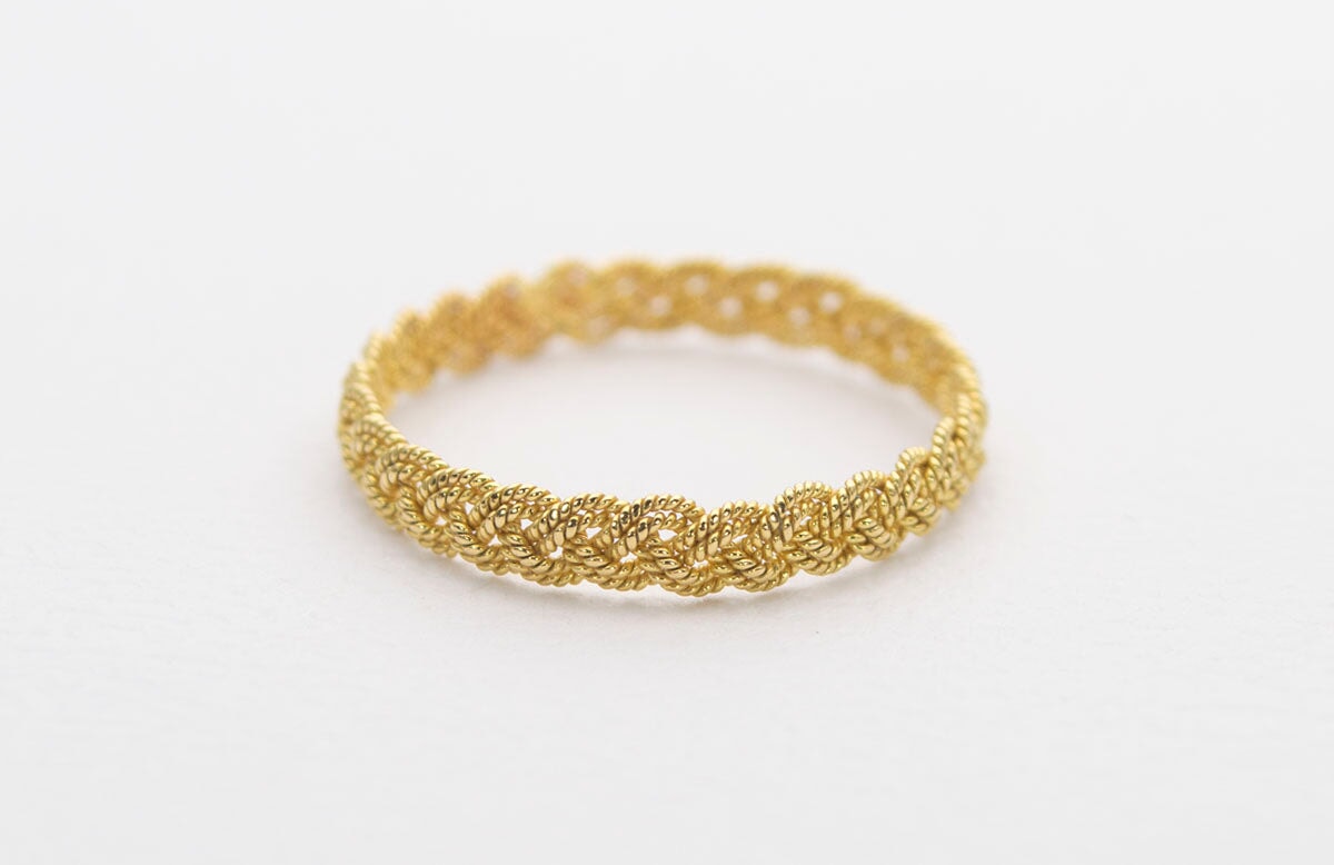 18K Gold Handmade Woven Wedding Band AD1240 Aurora Designer