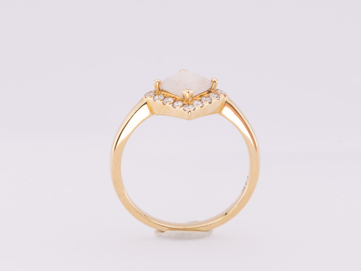 Milky White Kite-Shape Diamond 14K Gold Engagement Ring AD1258-5 Aurora Designer