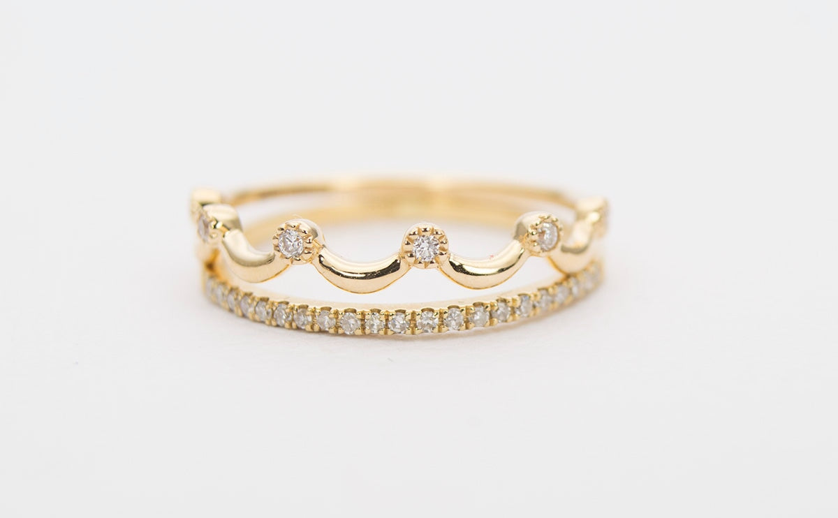 Diamond Crown Ring 14K Gold AD1262 Aurora Designer