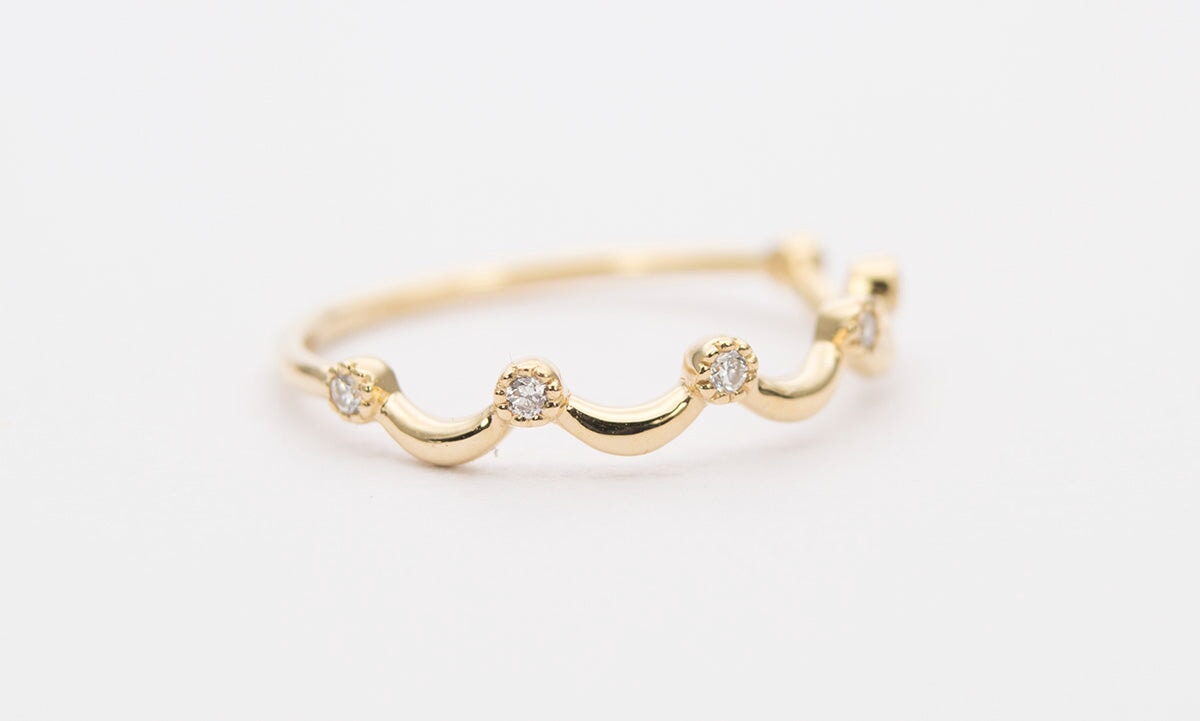 Diamond Crown Ring 14K Gold AD1262 Aurora Designer