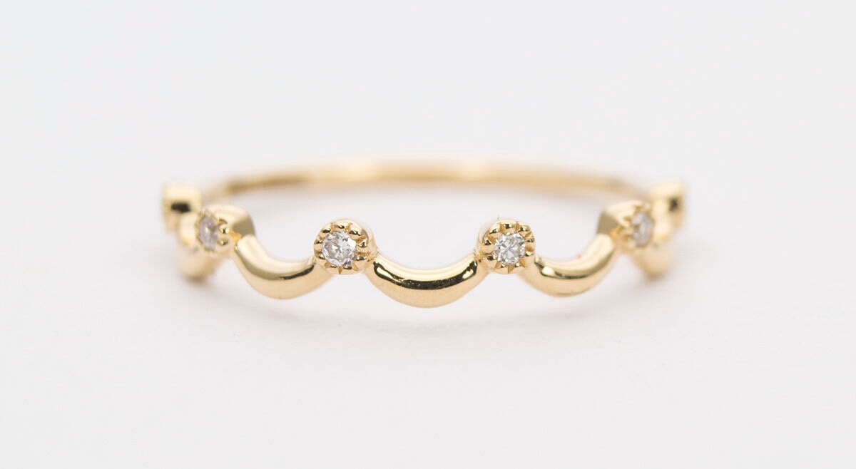 Diamond Crown Ring 14K Gold AD1262 Aurora Designer