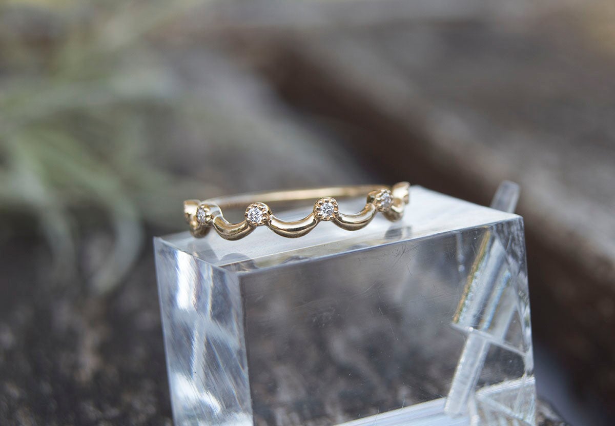 Diamond Crown Ring 14K Gold AD1262 Aurora Designer