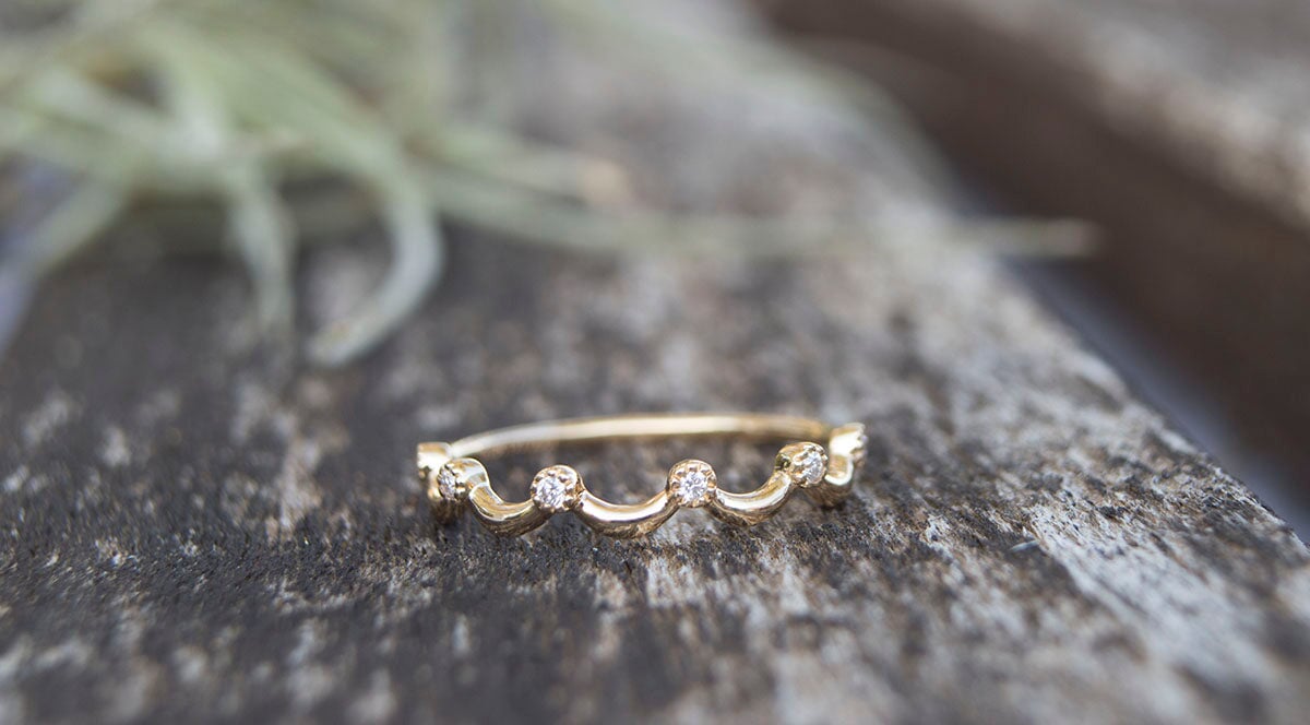 Diamond Crown Ring 14K Gold AD1262 Aurora Designer