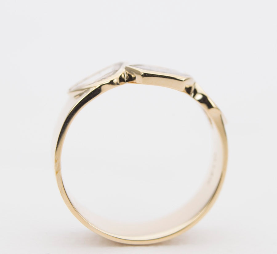 Rose Cut Diamond Slice Wide Band 14K Gold AD1265 Aurora Designer