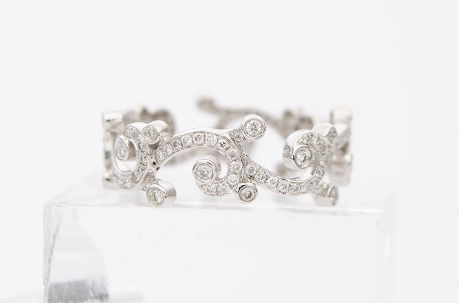 Diamond Scroll Design 18K White Gold Full Eternity Wedding Band AD1277 Aurora Designer