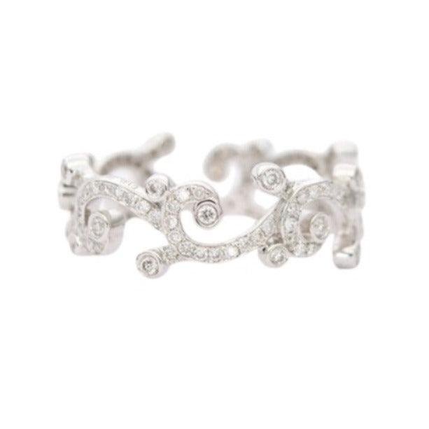 Diamond Scroll Design 18K White Gold Full Eternity Wedding Band AD1277 Aurora Designer