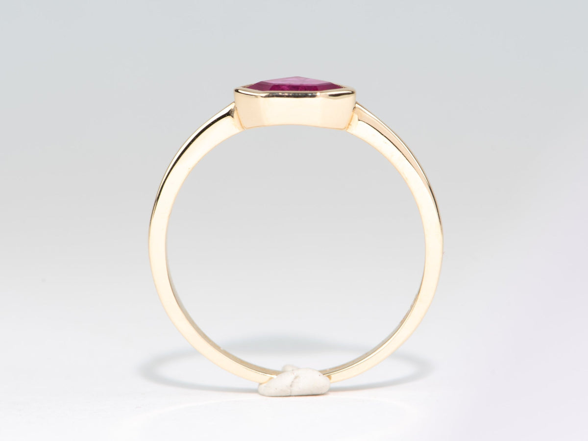 Diamond Shape Rosecut Ruby Bezel Set 14K Yellow Gold Engagement Ring Wedding Band AD1291 Aurora Designer