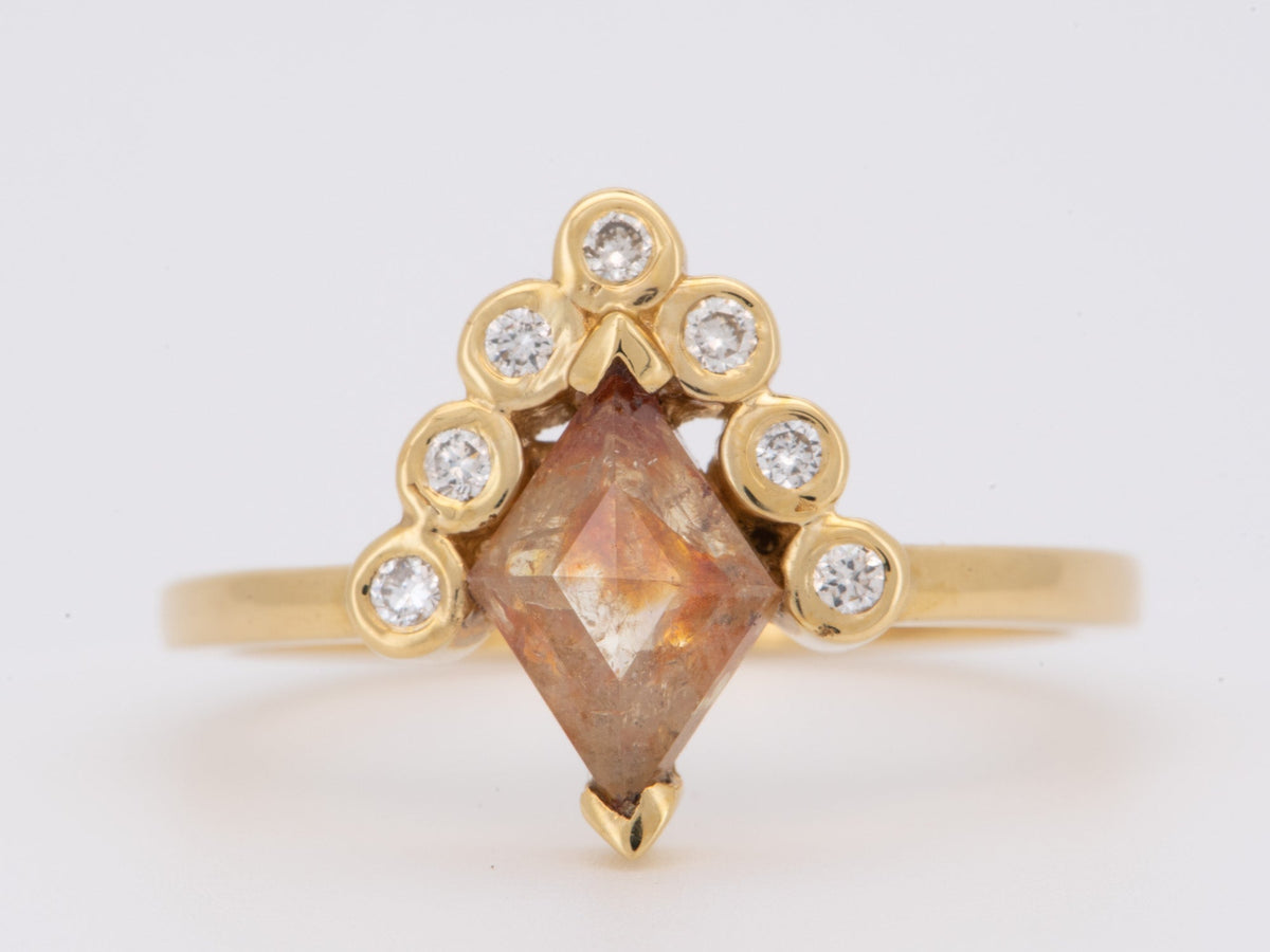 Kite Shape Koi-Pond Diamond with Half Halo 14K Gold Engagement Ring AD1317 Aurora Designer