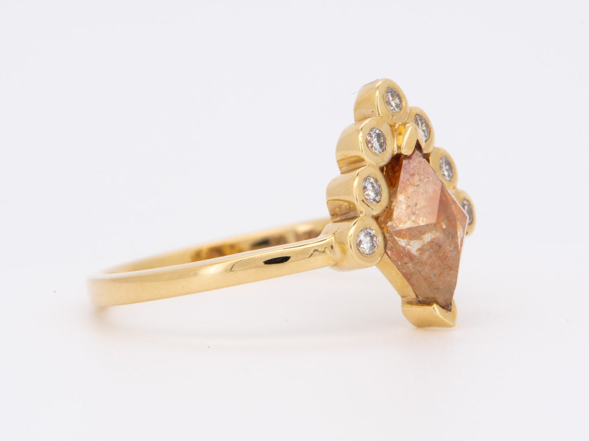 Kite Shape Koi-Pond Diamond with Half Halo 14K Gold Engagement Ring AD1317 Aurora Designer