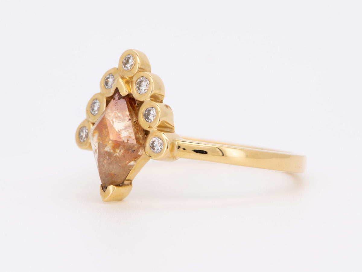 Kite Shape Koi-Pond Diamond with Half Halo 14K Gold Engagement Ring AD1317 Aurora Designer