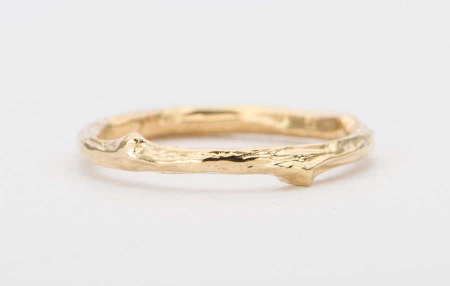 Diamond Sprinkle Twig Tree Branch Casted 14K Gold Ring Wedding Band with Diamonds AD1333 Aurora Designer