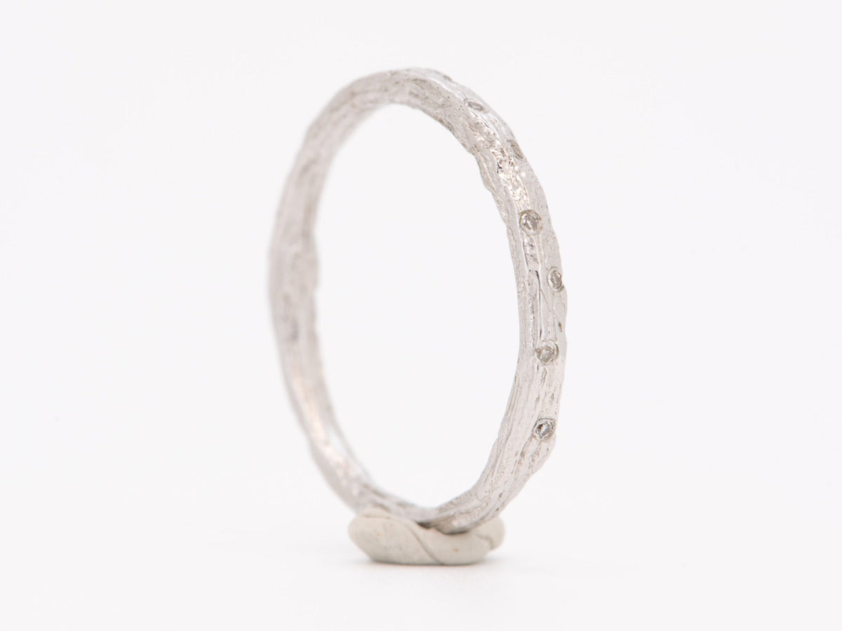 Diamond Sprinkle Twig Tree Branch Casted 14K Gold Ring Wedding Band with Diamonds AD1333 Aurora Designer