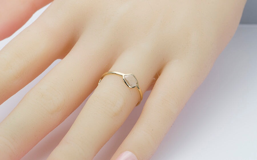 Three Diamond Slice Bezel Set 14K Gold Wedding Band AD1341 Aurora Designer