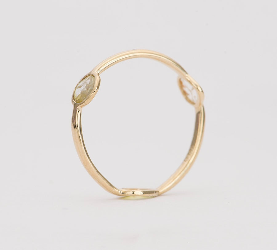 Three Diamond Slice Bezel Set 14K Gold Wedding Band AD1341 Aurora Designer