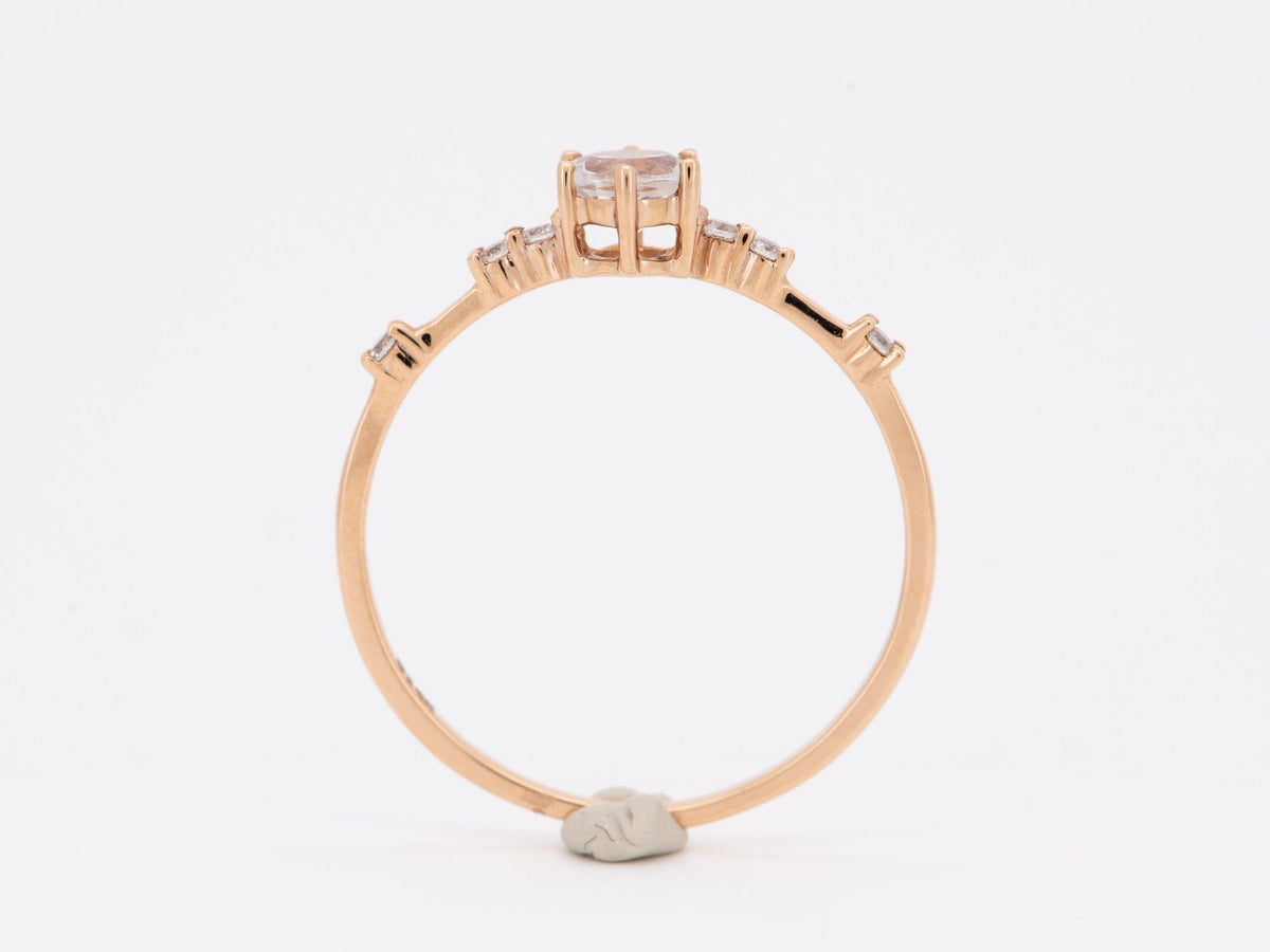 Rainbow Moonstone Engagement Ring with Diamond Cluster on Band 14K Gold AD1377 Closeout