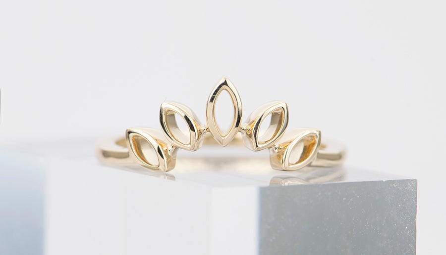 Marquise Crown Ring 14K Gold AD1402 Aurora Designer