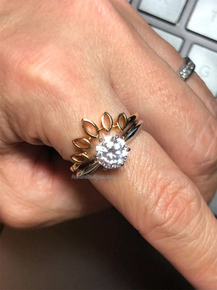 Marquise Crown Ring 14K Gold AD1402 Aurora Designer