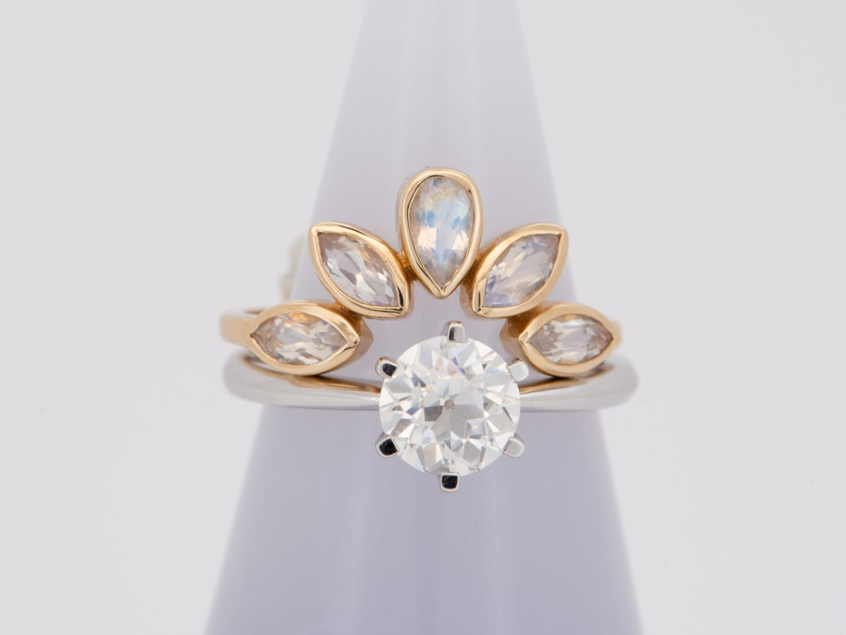 One-Carat Moissanite Engagement Ring 14K White Gold AD1737 Aurora Designer