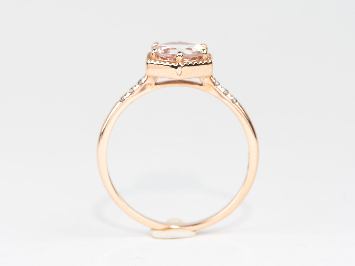 Soft Pink 6.5mm Morganite in Hexagon Setting 14K Rose Gold Engagement Ring AD1462MO Aurora Designer