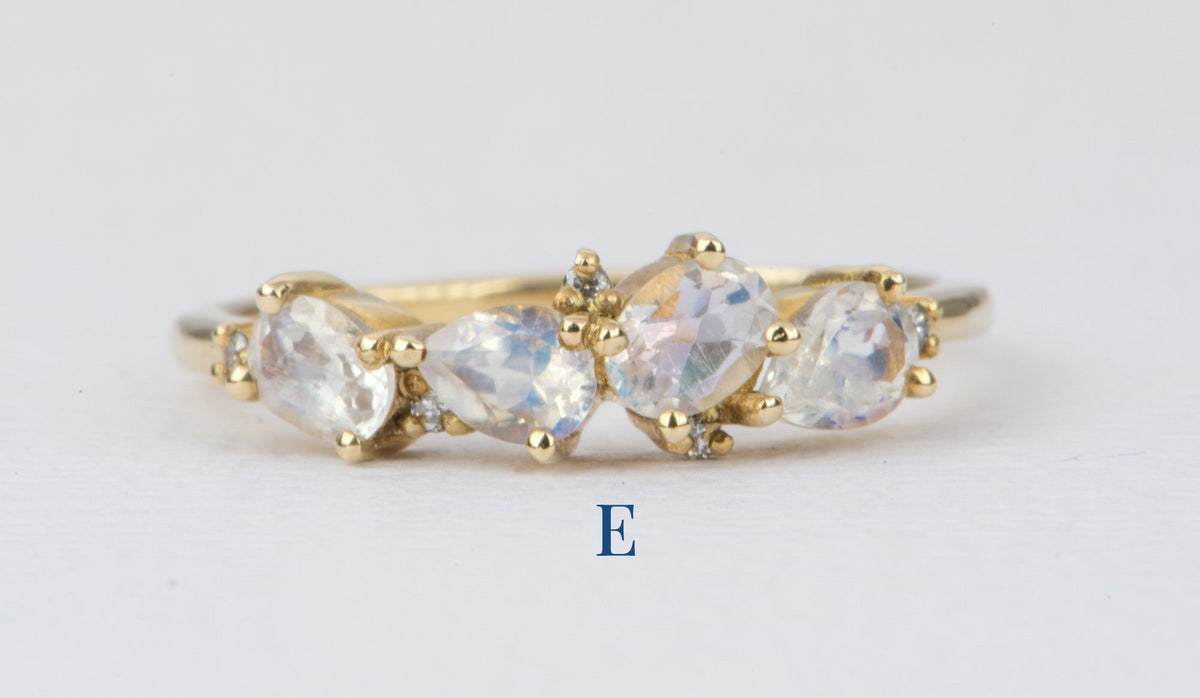 Mixed Sapphire Diamond Cluster Ring 14K Gold Collage Aurora Designer